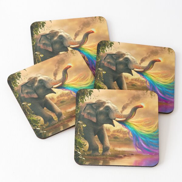 Item preview, Elephant Portrait. rainbow elephant, colorful elephant, whimsical elephant designed and sold by ElephantVibes.