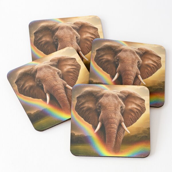 Item preview, Elephant Portrait. rainbow elephant, colorful elephant, whimsical elephant designed and sold by ElephantVibes.