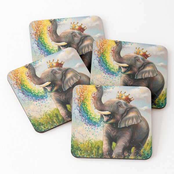 Item preview, Elephant Portrait. rainbow elephant, colorful elephant, whimsical elephant designed and sold by ElephantVibes.