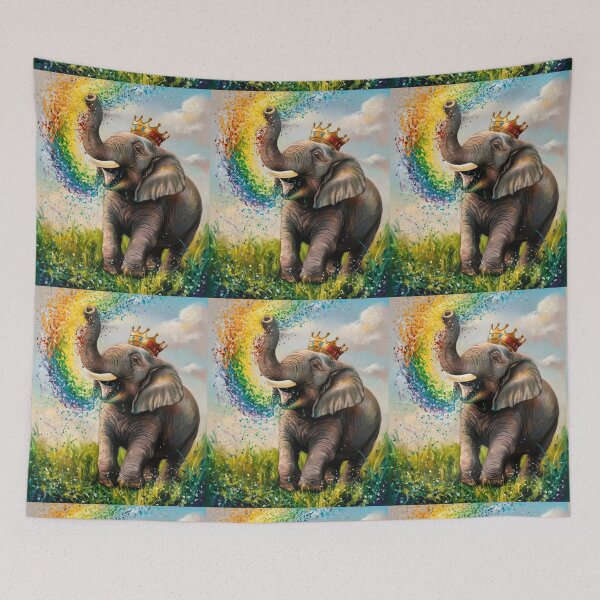 Item preview, Elephant Portrait. rainbow elephant, colorful elephant, whimsical elephant designed and sold by ElephantVibes.