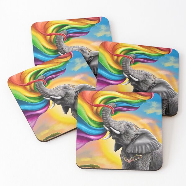 Item preview, Elephant Portrait. rainbow elephant, colorful elephant, whimsical elephant designed and sold by ElephantVibes.