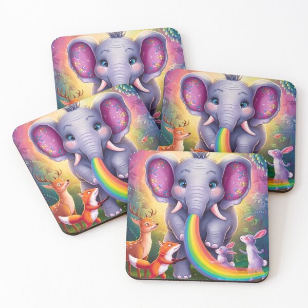 Item preview, Elephant Portrait. rainbow elephant, colorful elephant, whimsical elephant designed and sold by ElephantVibes.