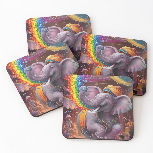 Item preview, Elephant Portrait. rainbow elephant, colorful elephant, whimsical elephant designed and sold by ElephantVibes.