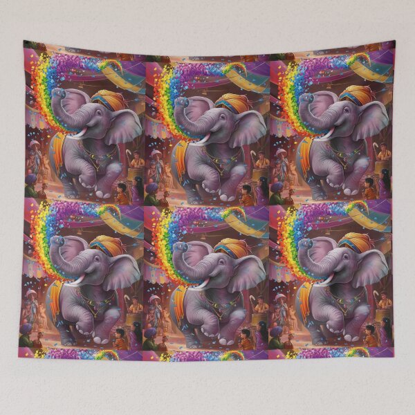 Item preview, Elephant Portrait. rainbow elephant, colorful elephant, whimsical elephant designed and sold by ElephantVibes.