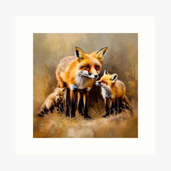 Item preview, Female fox with cubs designed and sold by Island Art Studios.