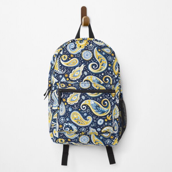 Item preview, Vibrant Navy and Yellow Paisley Fusion designed and sold by Paisley Moment.