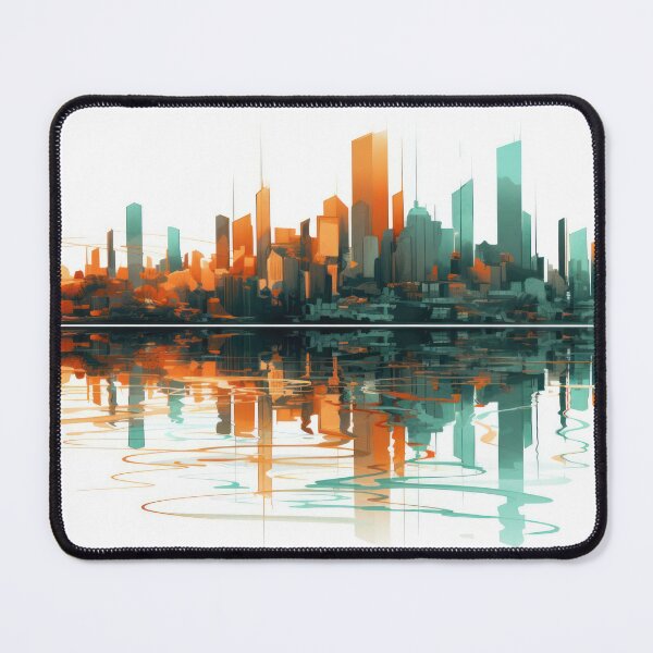 Item preview, Abstract Cityscape in Orange and Blue designed and sold by NeoNebulaArt.