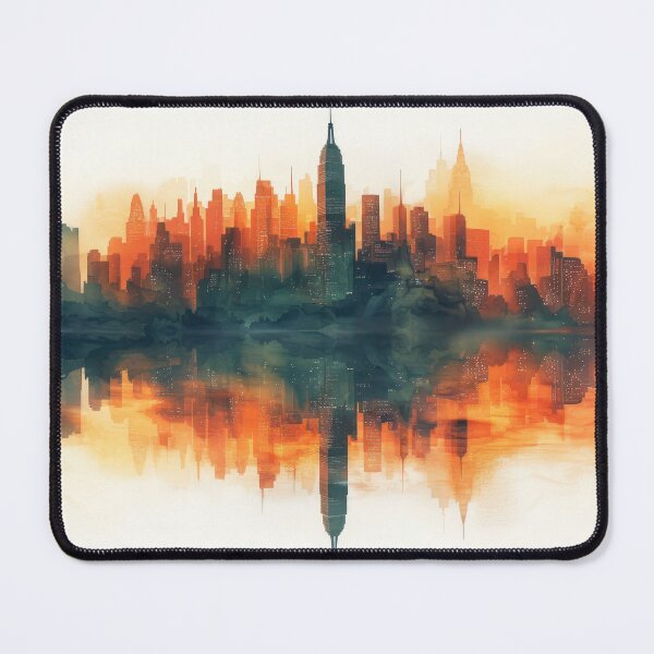 Item preview, Abstract Cityscape in Orange and Blue designed and sold by NeoNebulaArt.