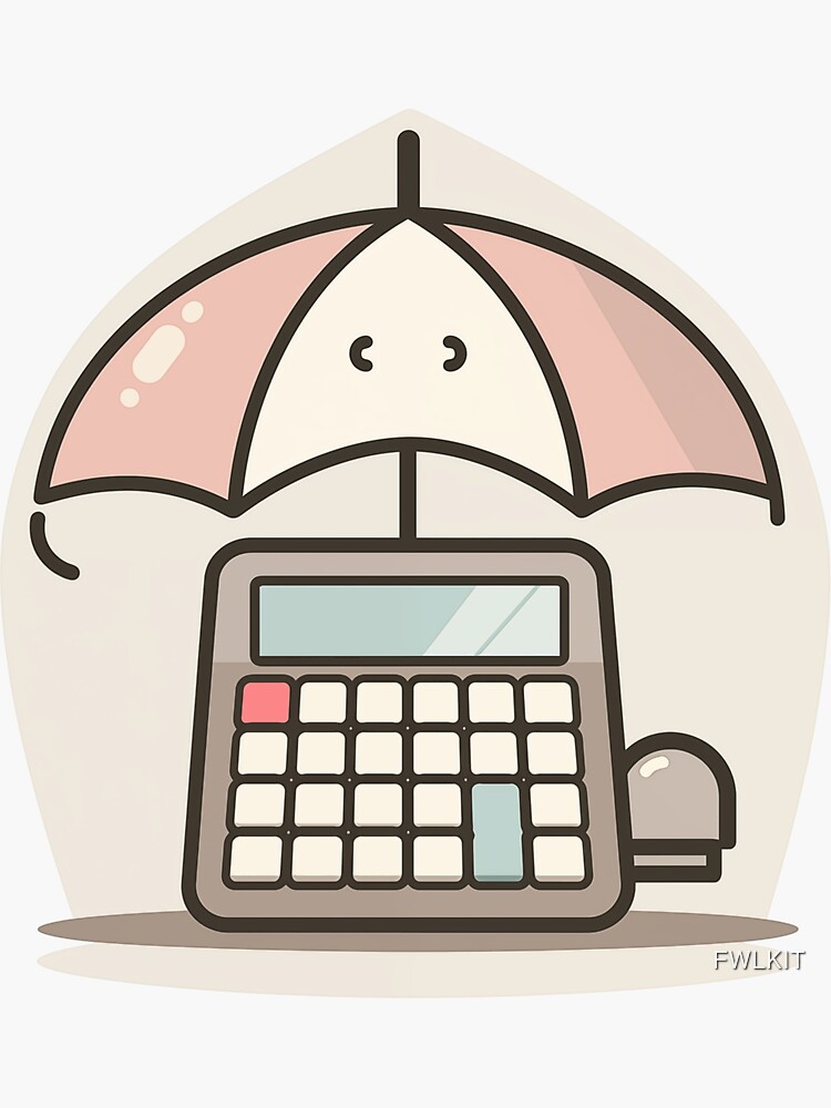 Thumbnail 3 of 3, Sticker, Adorable cute geeky rainy day umbrella for weather nature designed and sold by FWLKIT.