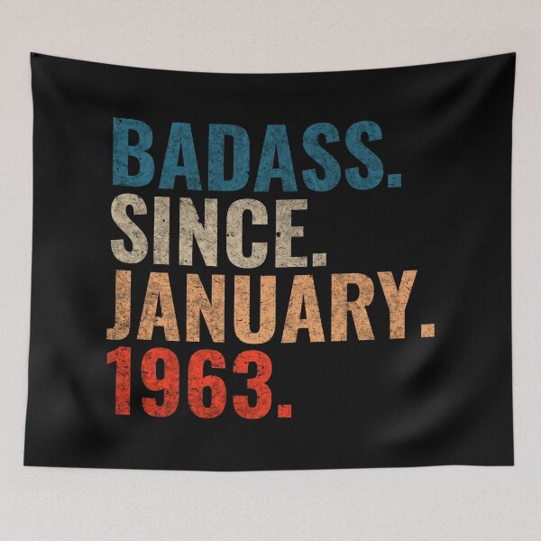Item preview, Badass since January 1963 Vintage 1963 birthday gift distress design designed and sold by Teelogic.