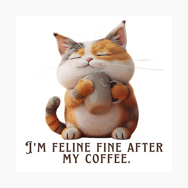 Item preview, I'm Feline Fine After My Coffee... Coffee, Mugs, Cats and Kittens designed and sold by PedalPowerGFX.