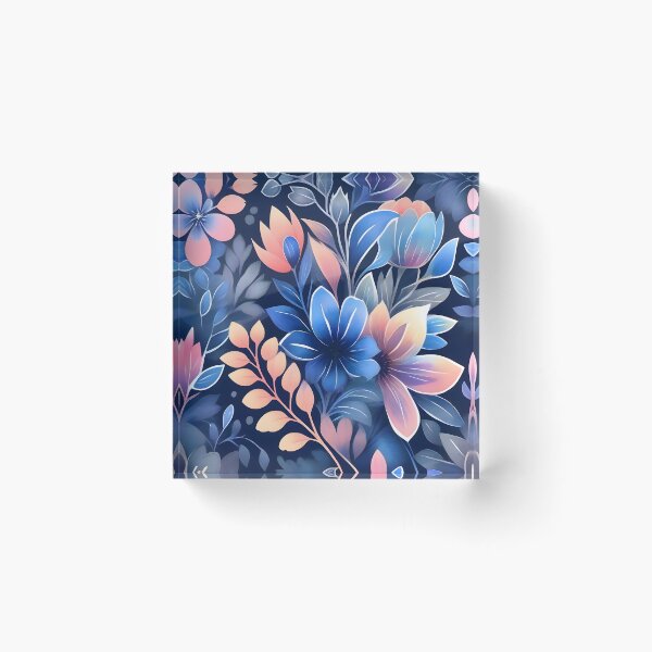 Item preview, Blue and Pink Floral Pattern with Leaves designed and sold by MrKATORSKI.