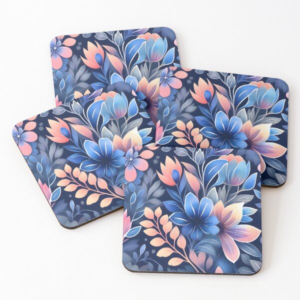 Item preview, Blue and Pink Floral Pattern with Leaves designed and sold by MrKATORSKI.