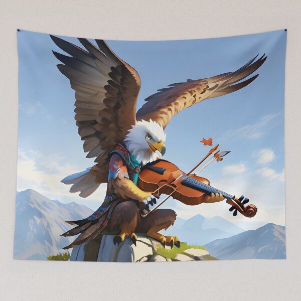 Item preview, Golden eagle fiddles on the peaks designed and sold by Artbellachi.