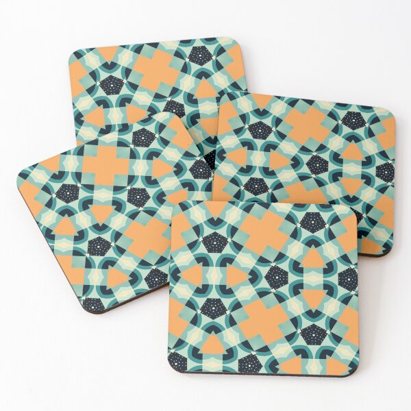Item preview, Modern Abstract Geometric Pattern Constructivist Aqua Orange Black No.3 designed and sold by MirabiliaMagpie.