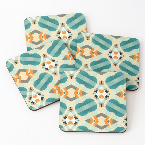 Item preview, Modern Abstract Geometric Pattern Constructivist Aqua Orange Black No.4 designed and sold by MirabiliaMagpie.