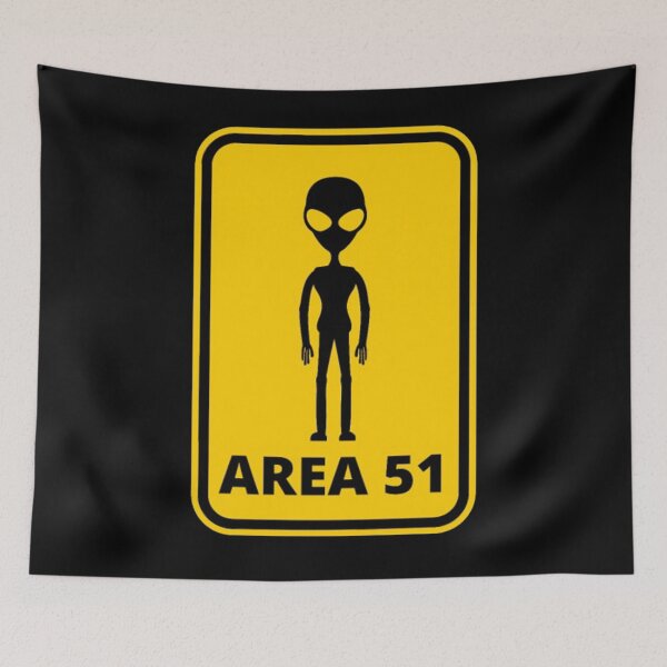 Item preview, yellow sign, area 51, alien designed and sold by Numbers-Art.
