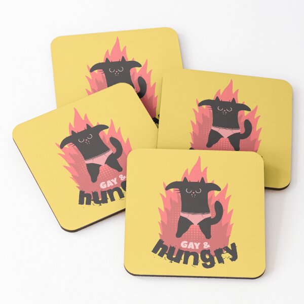 Item preview, Gay & Hungry, black cat on fire designed and sold by SillyShibas.