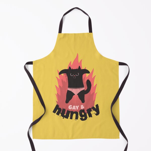 Item preview, Gay & Hungry, black cat on fire designed and sold by SillyShibas.