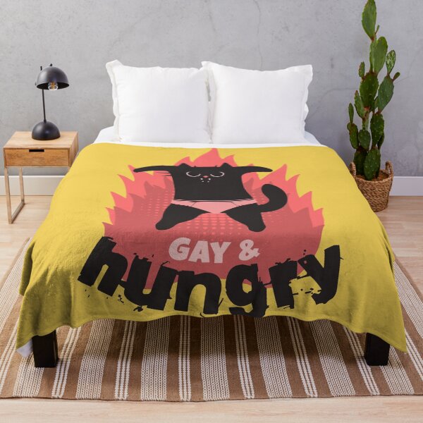 Item preview, Gay & Hungry, black cat on fire designed and sold by SillyShibas.
