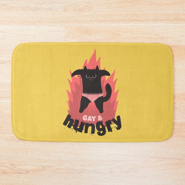 Item preview, Gay & Hungry, black cat on fire designed and sold by SillyShibas.