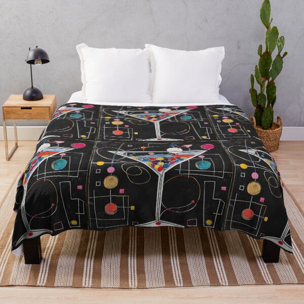 Item preview, Dynamic Martini Fusion- Vibrant Geometric Shapes in Cubist Motion on Black Canvas designed and sold by OlfactoART Studio.