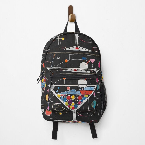 Item preview, Dynamic Martini Fusion- Vibrant Geometric Shapes in Cubist Motion on Black Canvas designed and sold by OlfactoART Studio.