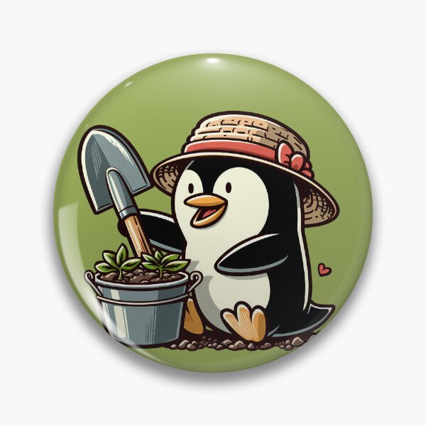 Item preview, Funny Penguin Gardening designed and sold by Funny Vintage Stickers And T-Shirts.