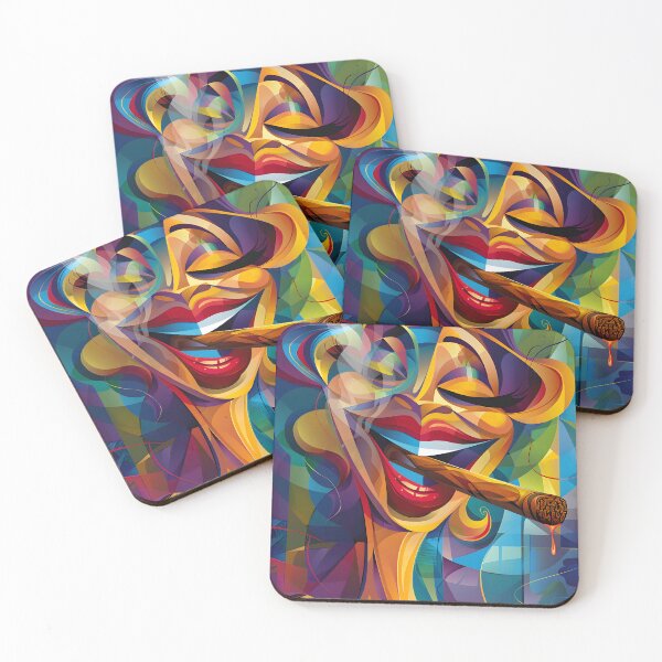 Item preview, Vibrant Charisma- Abstract- Caricature Style Portrait of Woman with Dramatic Cigar designed and sold by OlfactoART Studio.