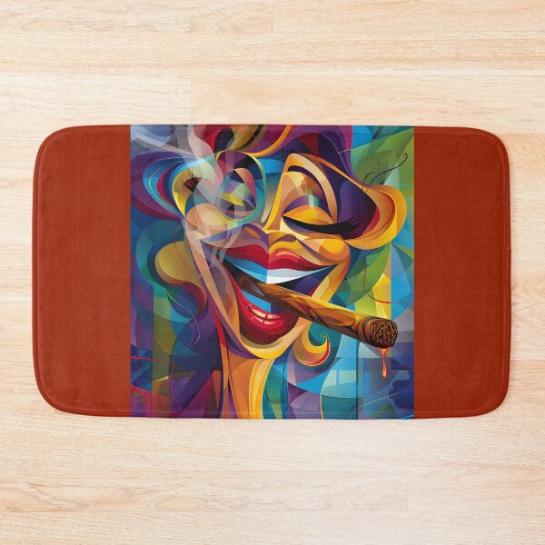 Item preview, Vibrant Charisma- Abstract- Caricature Style Portrait of Woman with Dramatic Cigar designed and sold by OlfactoART Studio.