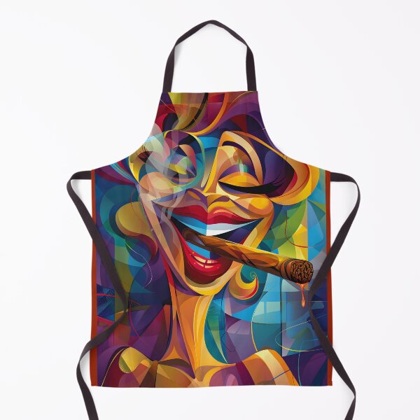 Item preview, Vibrant Charisma- Abstract- Caricature Style Portrait of Woman with Dramatic Cigar designed and sold by OlfactoART Studio.
