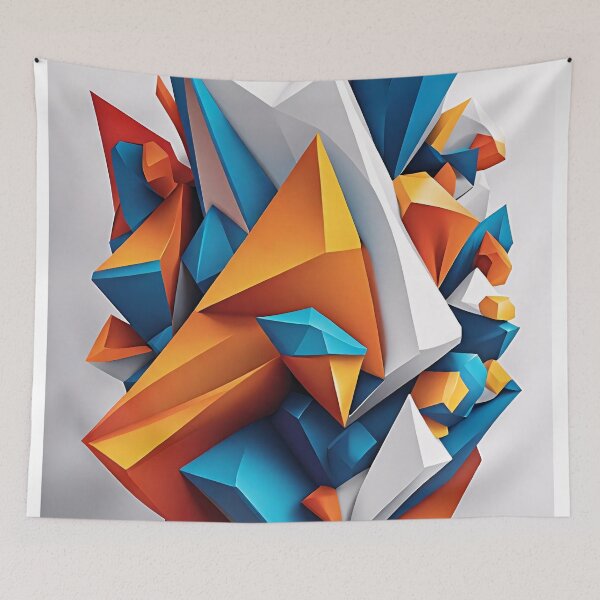 Item preview, Abstract Shape Art Blue Turquoise Orange White V2 designed and sold by Salimgor Hangaround Music.