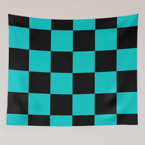 Item preview, Large Checkered - Black and Cyan designed and sold by JustPatterns2.