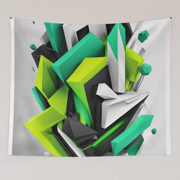 Item preview, Abstract Shape Art Green White Grey V5 designed and sold by Salimgor Hangaround Music.