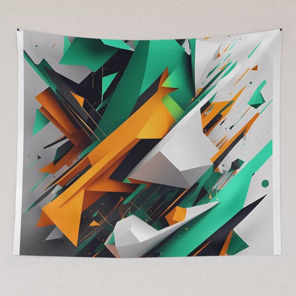 Item preview, Abstract Shape, Art Black Turquoise Green Orange White designed and sold by Salimgor Hangaround Music.