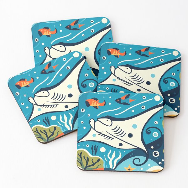 Item preview, Copy of manta ray colorful style with some sea creatures designed and sold by zzinthestore.