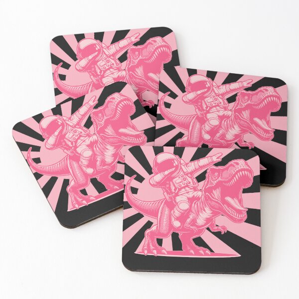 Item preview, Astronaut Riding a Tyrannosaurus in Bubblegum Pink, Dabbing Dino Duo, Fun Dinosaur Decor for All Ages designed and sold by eatmorvelopator.