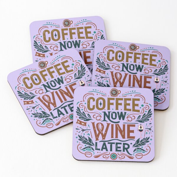 Item preview, Coffee Now Wine Later, typography designed and sold by maxmaj.