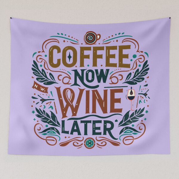 Item preview, Coffee Now Wine Later, typography designed and sold by maxmaj.