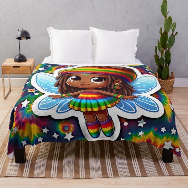Item preview, Tie Dye Rasta Fairy, Cute Little Girl, Black Girl Cartoon, Reggae Rastafairyan designed and sold by Anticulture.