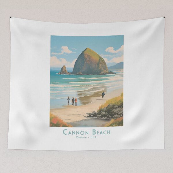 Item preview, Cannon Beach, Oregon vintage travel poster – Minimalist beach view in retro style designed and sold by pod24.