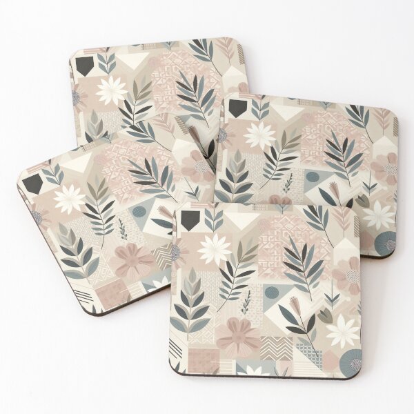 Item preview, Scandinavian Style Folk Art Neutral Colours Floral Leaf Pattern designed and sold by CreativeCanvas8.