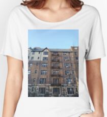 Building, Skyscraper, New York, Manhattan, Street, Pedestrians, Cars, Towers Women's Relaxed Fit T-Shirt
