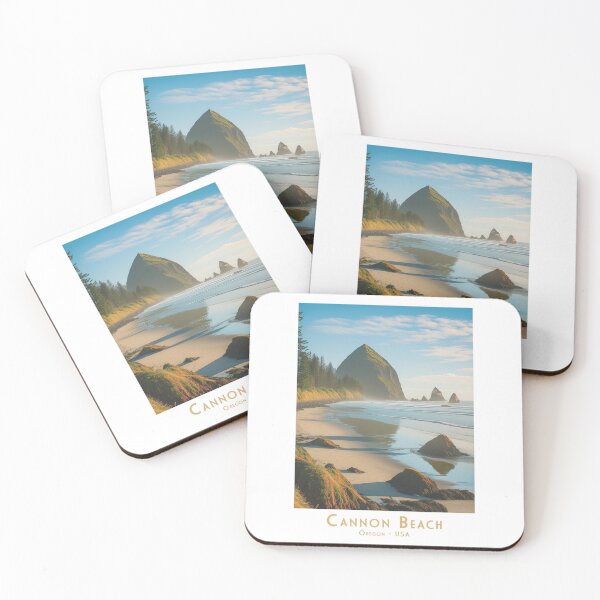 Item preview, Cannon Beach in Oregon – Vintage travel poster in minimalist retro style designed and sold by pod24.