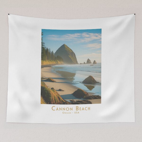 Item preview, Cannon Beach in Oregon – Vintage travel poster in minimalist retro style designed and sold by pod24.