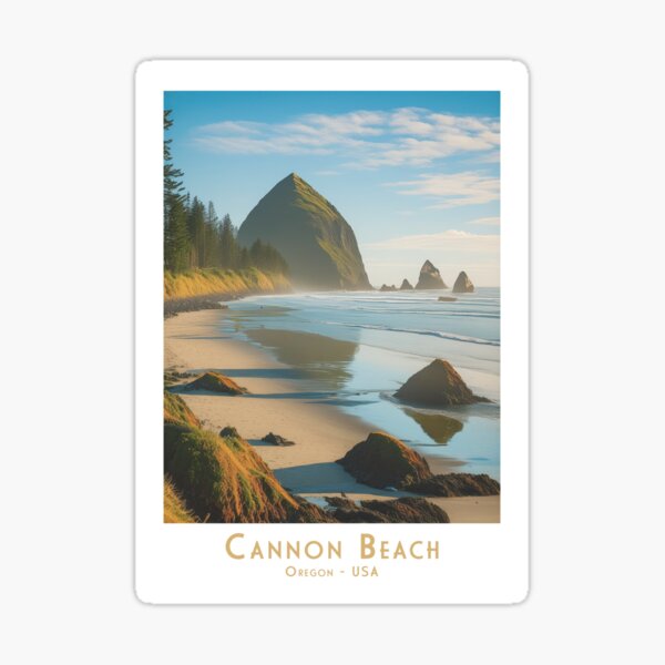 Item preview, Cannon Beach in Oregon – Vintage travel poster in minimalist retro style designed and sold by pod24.