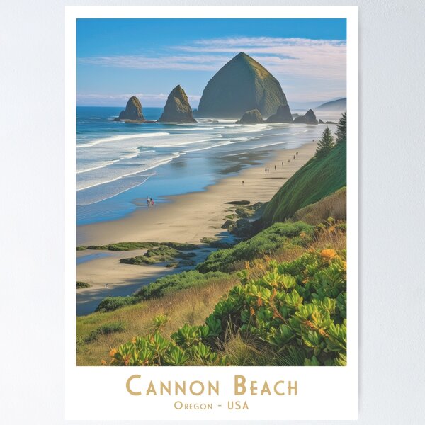 Item preview, Cannon Beach, Oregon USA – Vintage Reiseplakat mit minimalistischer Retro-Ansicht designed and sold by pod24.