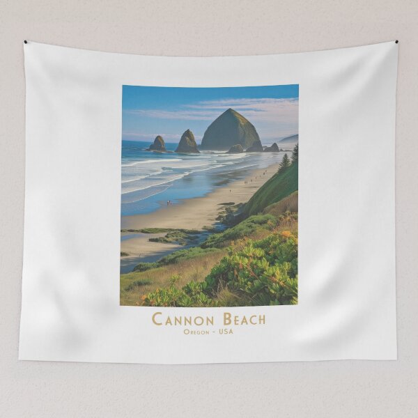 Item preview, Cannon Beach, Oregon USA – Vintage travel poster with minimalist retro view designed and sold by pod24.