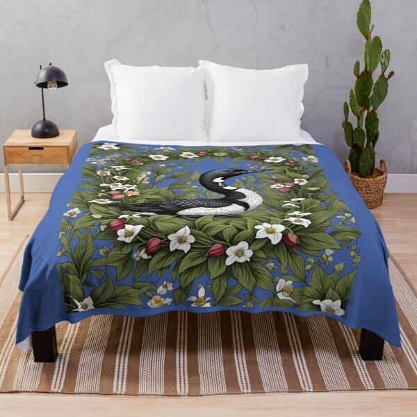 Item preview, Common Loon Surrounded By Lady's Slipper Flowers designed and sold by taiche.