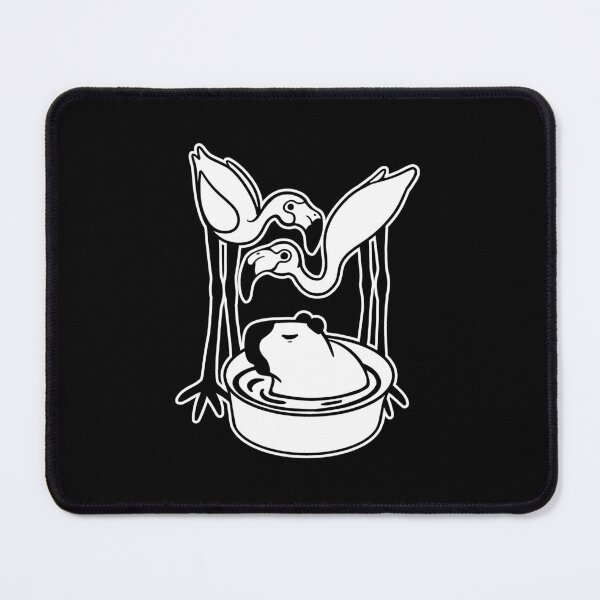Item preview, Capybara and flamingos bath time in white ink designed and sold by martodesign.